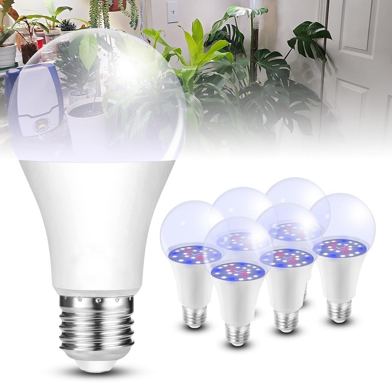 Xyanmc مصباح نمو LED كامل الطيف 5000K أحمر أزرق يعادل 100 واط، A19 E26 12 واط مصابيح ضوء الشمس للنباتات للزهور، بدء البذور، النمو الداخلي، الدفيئة، 6 عبوات - Image 1